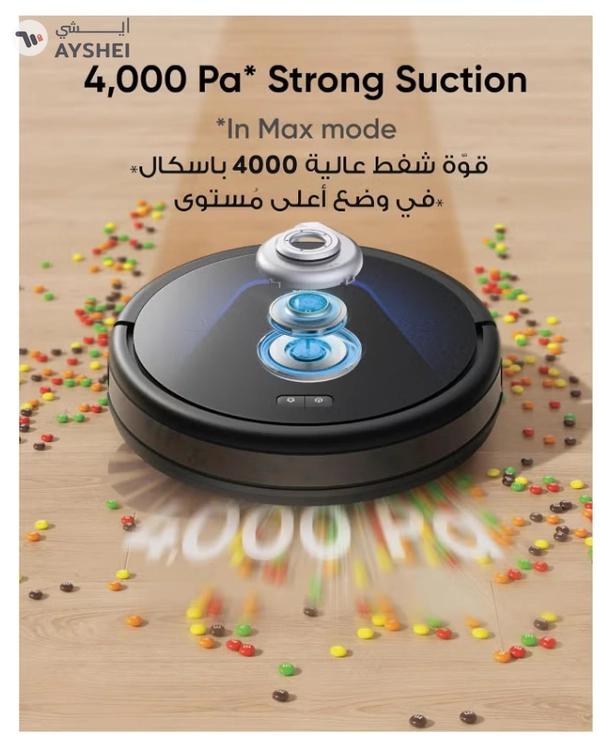 Eufy G50 Robot Vacuum With 4,000 Pa Powerful Suction, Dynamic Navigation And Pro Detangle Comb Roller Brush For Hair Cleaning, Mop Pad For Light Surface Cleaning, Perfect For Hard Floor, Pet Hair, Carpet 40 W T2212 Black