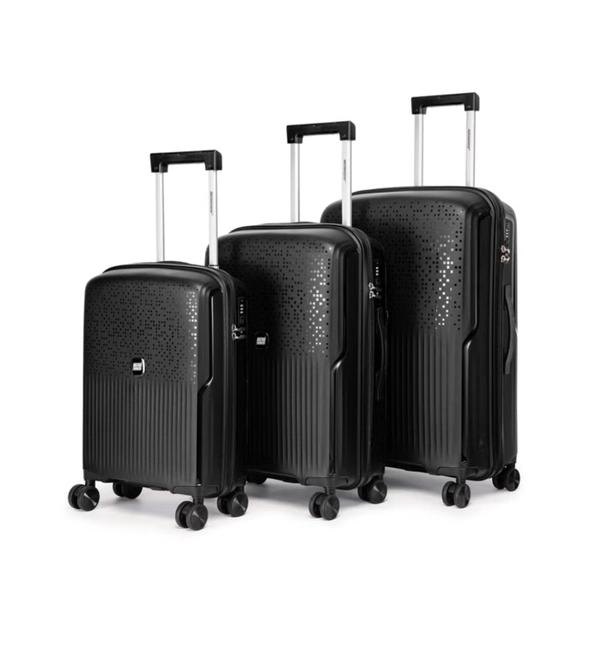 British Tourister 3 Piece Polypropylene Hard Side Spinner Luggage Trolley Set 20/24/28 Inch - Black