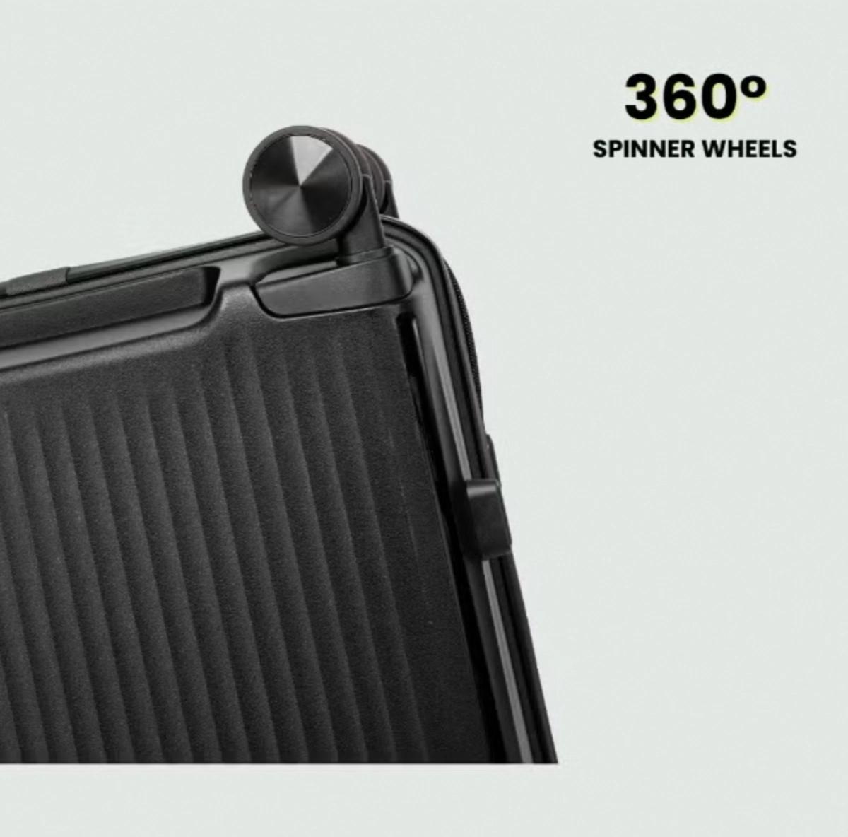 British Tourister 3 Piece Polypropylene Hard Side Spinner Luggage Trolley Set 20/24/28 Inch - Black-6-6