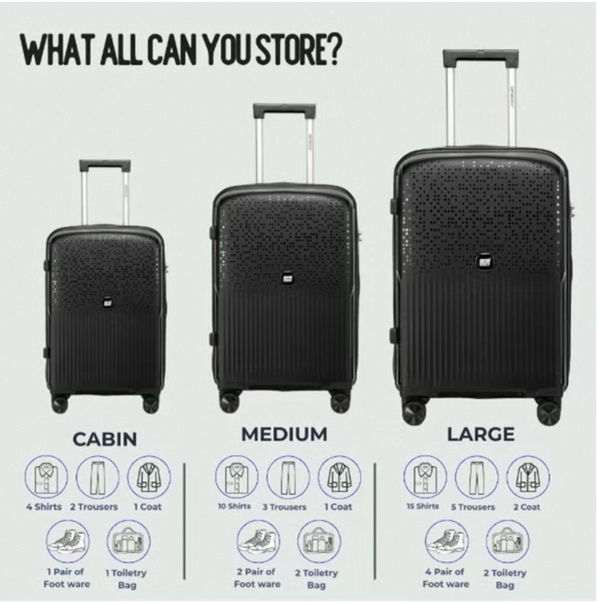 British Tourister 3 Piece Polypropylene Hard Side Spinner Luggage Trolley Set 20/24/28 Inch - Black-2-2