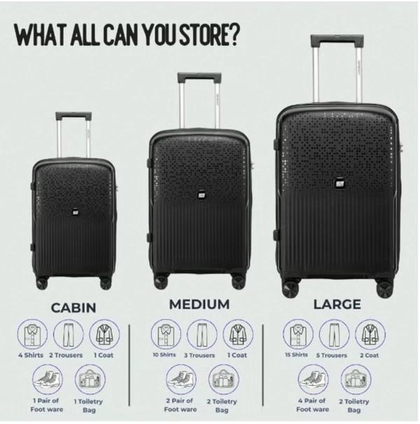 British Tourister 3 Piece Polypropylene Hard Side Spinner Luggage Trolley Set 20/24/28 Inch - Black