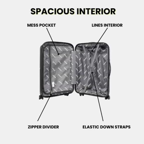 British Tourister 3 Piece Polypropylene Hard Side Spinner Luggage Trolley Set 20/24/28 Inch - Black