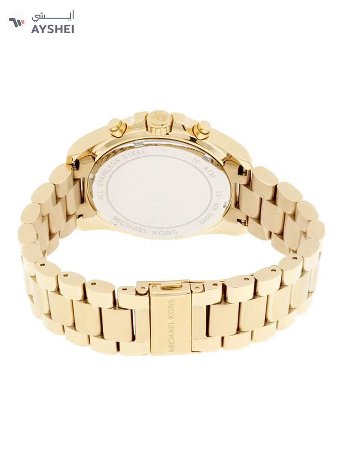 Michael Kors Women's Round Shape Stainless Steel Chronograph Wrist Watch 36 mm - Gold - MK5605-2-2