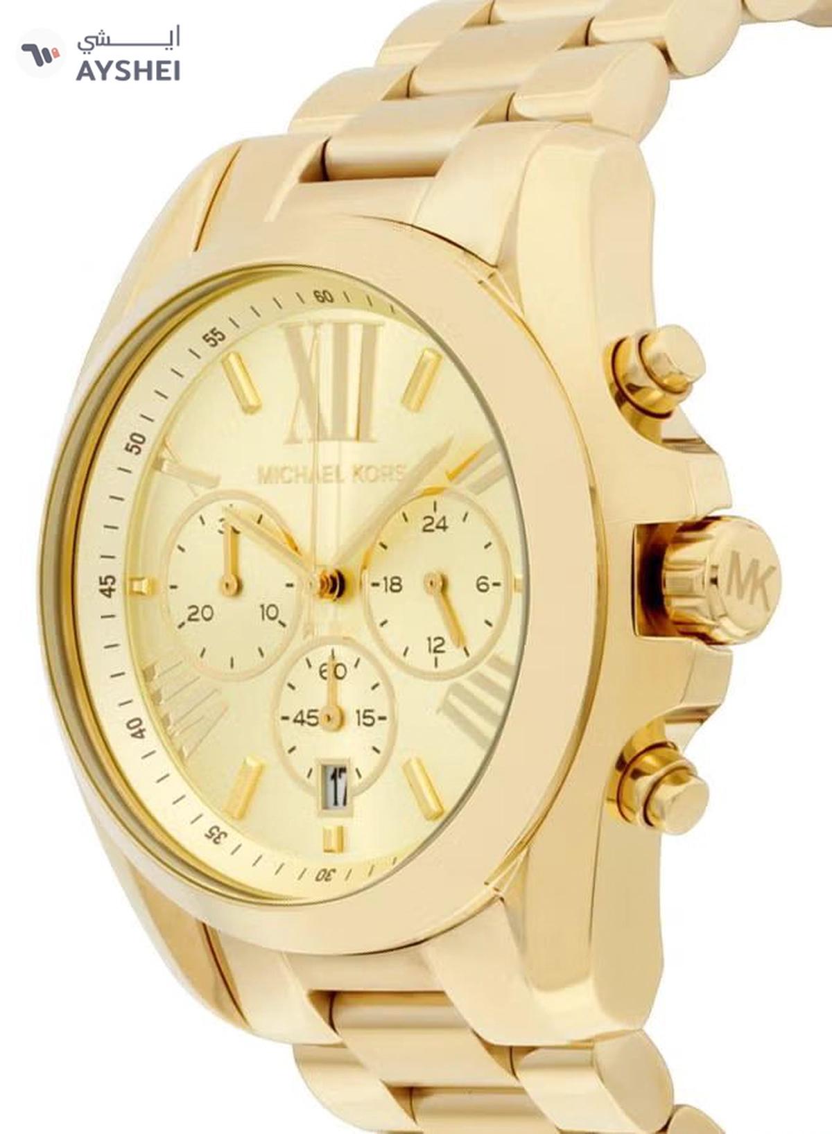 Michael Kors Women's Round Shape Stainless Steel Chronograph Wrist Watch 36 mm - Gold - MK5605-1-1
