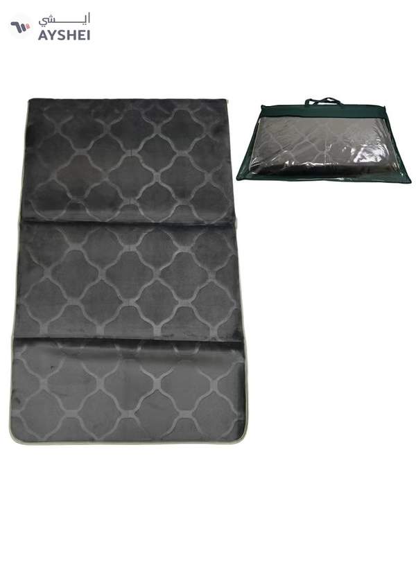 Yuwell Foldable Prayer Mat with Back Support & Carrying Bag, 2-in-1 Prayer Rug Sajadah, Anti-Slip Islamic Salah Mat Soft Velvet Mat 110×65CM for Men & Women, Portable Ramadan & Eid Gift Grey