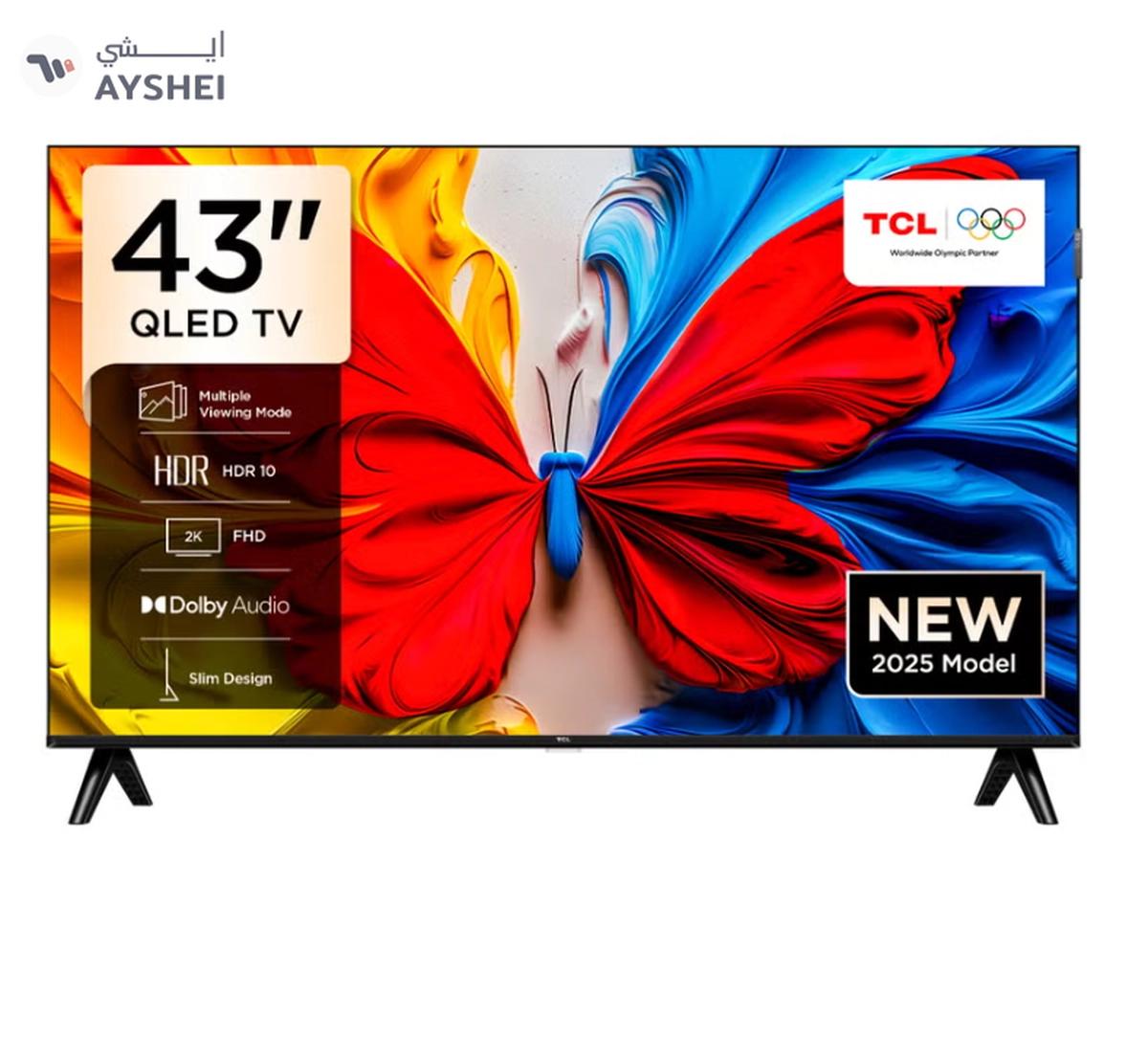 TCL 43 Inch Smart TV QLED HDR 10 Google TV, Dolby Audio, Game Mode, Multiple Eye Care with Slim Design, 60Hz, (2025 Model), 43S5K Black-0-landscape