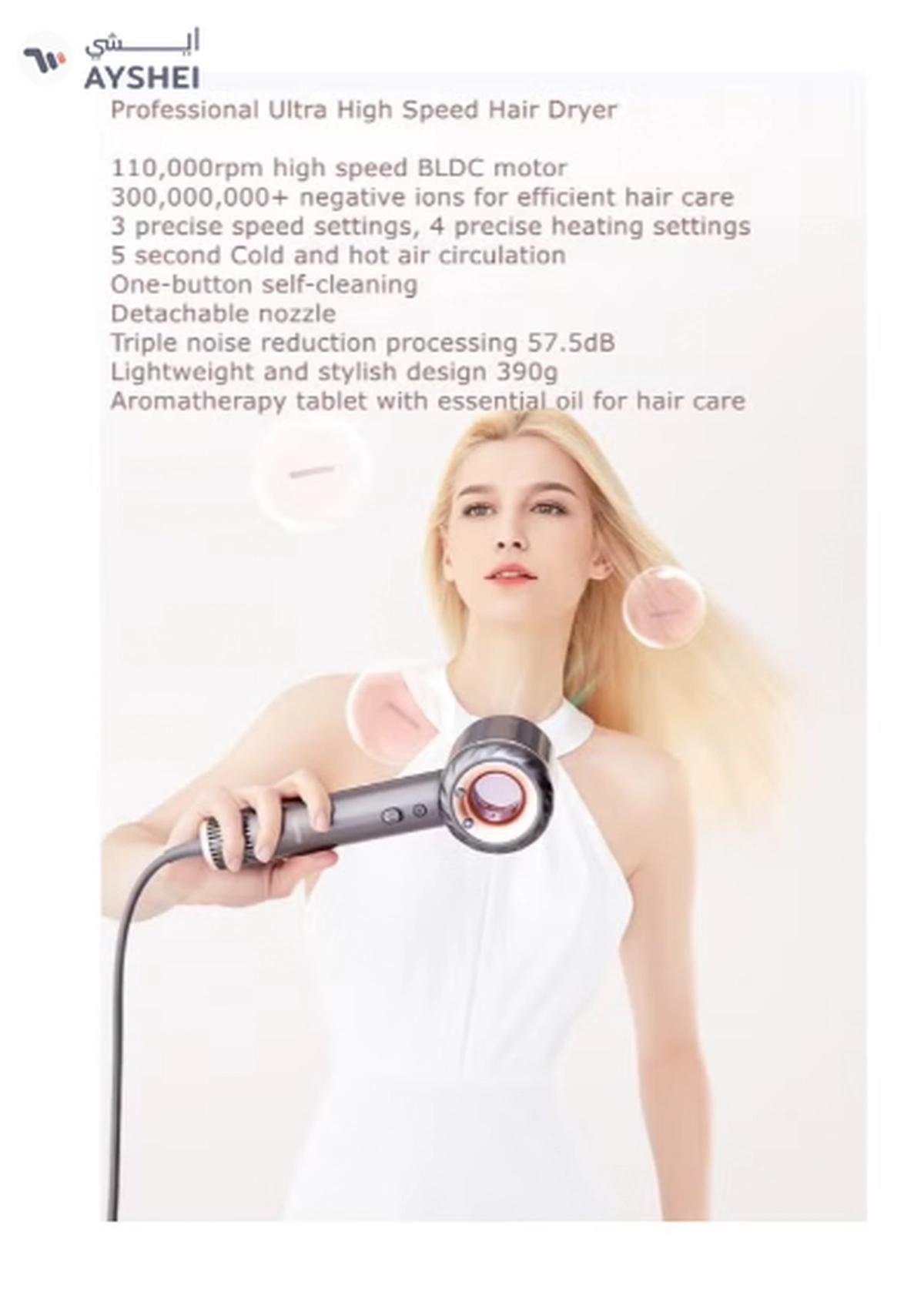 High Speed, Ultra Silent Hair Dryer, 1800W And 110,000 RPM - Gold Color OHD-1-6-6