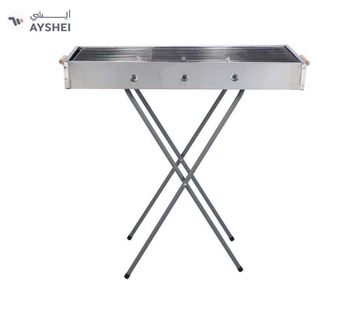 Royalford RF10366 Foldable Stainless Steel BBQ Stand with Grill| Portable Charcoal Barbecue |Large Cooking Surface| Heat-Resistant & Easy to Carry for Camping, Picnic etc-0-landscape