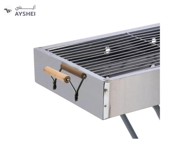 Royalford RF10366 Foldable Stainless Steel BBQ Stand with Grill| Portable Charcoal Barbecue |Large Cooking Surface| Heat-Resistant & Easy to Carry for Camping, Picnic etc