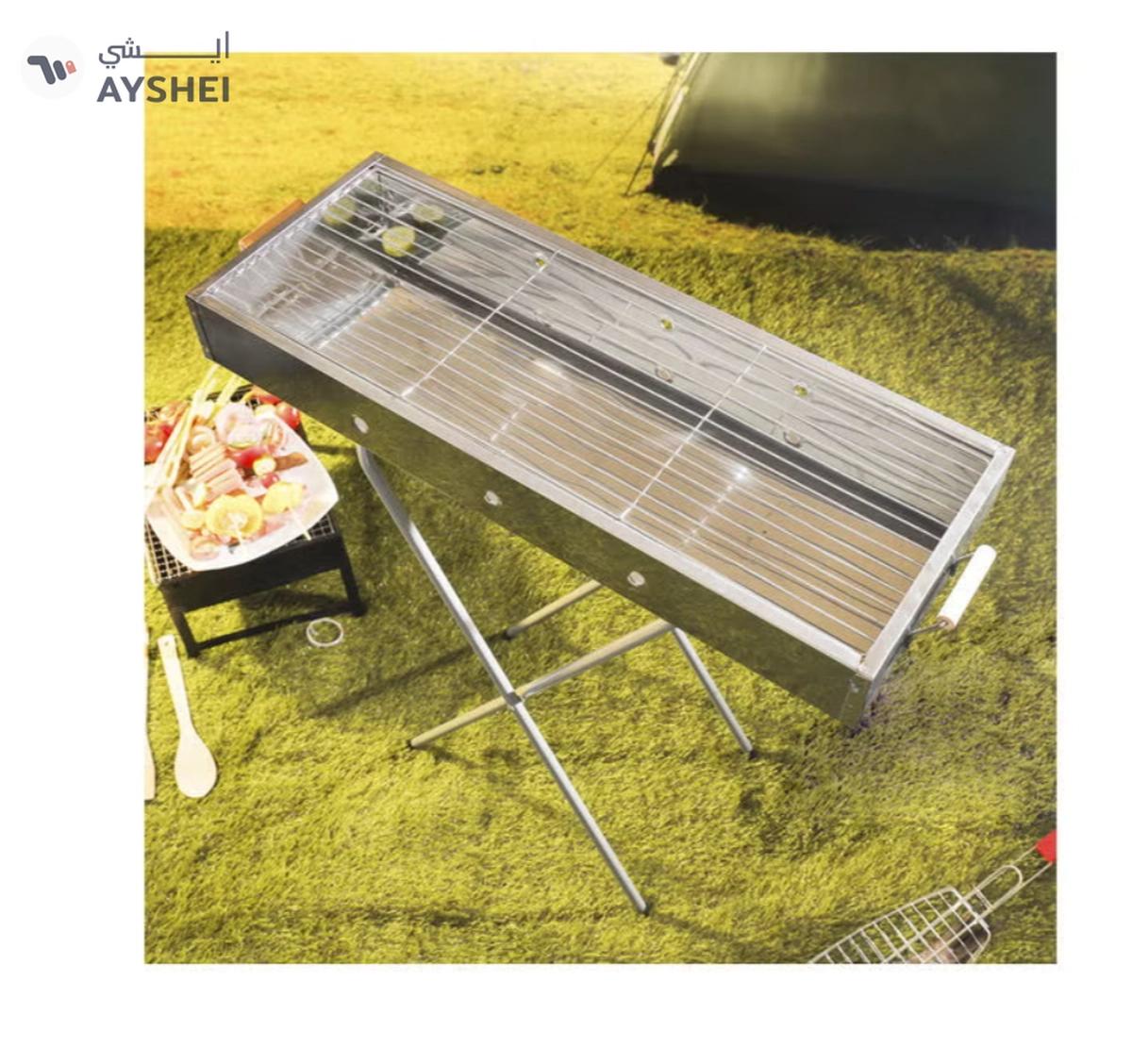 Royalford RF10366 Foldable Stainless Steel BBQ Stand with Grill| Portable Charcoal Barbecue |Large Cooking Surface| Heat-Resistant & Easy to Carry for Camping, Picnic etc-6-6