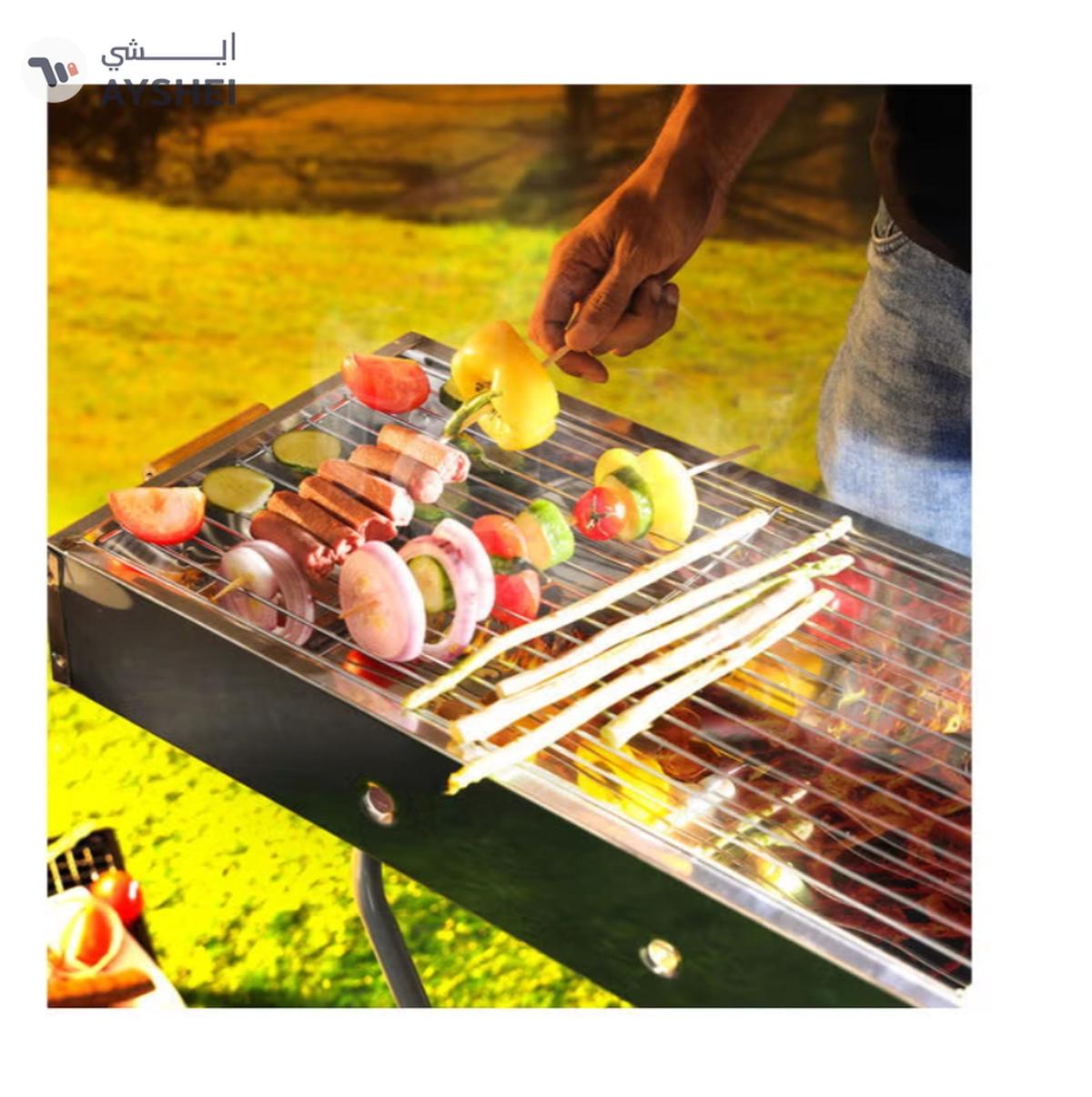 Royalford RF10366 Foldable Stainless Steel BBQ Stand with Grill| Portable Charcoal Barbecue |Large Cooking Surface| Heat-Resistant & Easy to Carry for Camping, Picnic etc-1-portrait