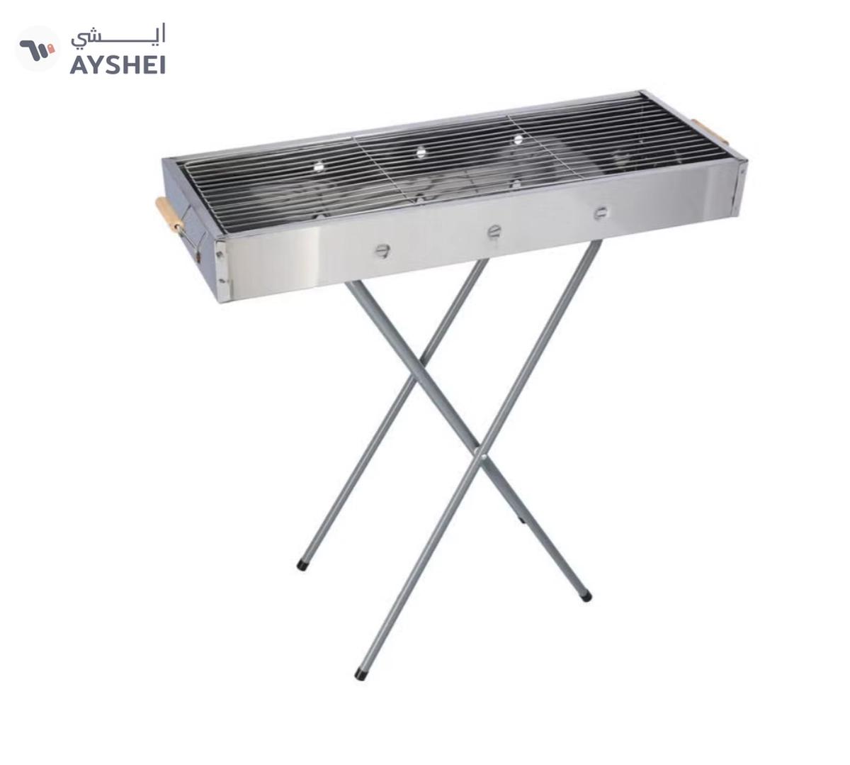 Royalford RF10366 Foldable Stainless Steel BBQ Stand with Grill| Portable Charcoal Barbecue |Large Cooking Surface| Heat-Resistant & Easy to Carry for Camping, Picnic etc-1-1