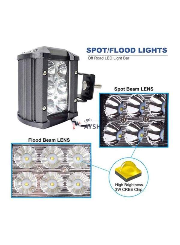 Sharpdo 2-Piece Led Light Bar 18W 4-Inch Flood Driving Fog