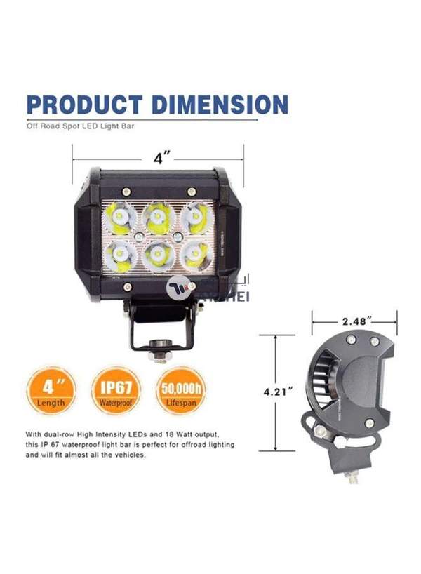 Sharpdo 2-Piece Led Light Bar 18W 4-Inch Flood Driving Fog