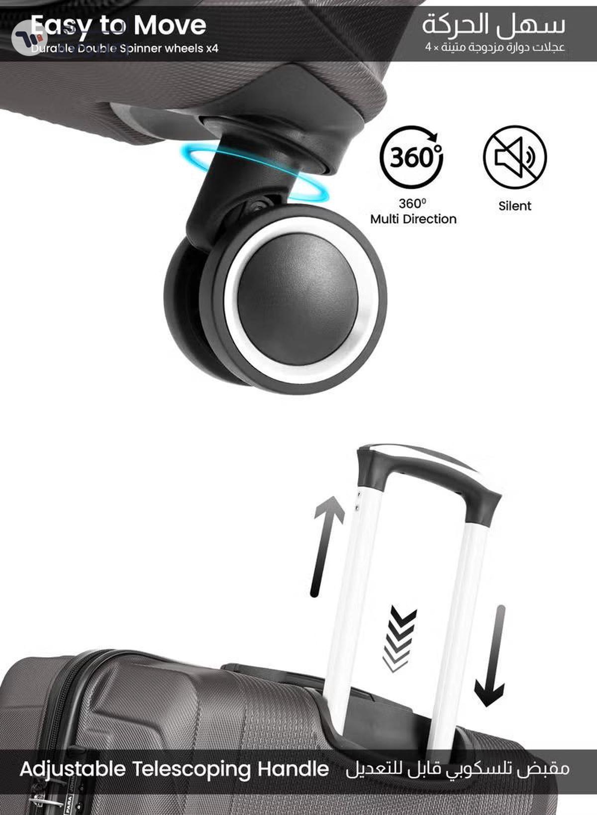 PARAJOHN Cabin Size Lightweight ABS Hardside Spinner Luggage Trolley -20 Inch | Carrying 10KG 8 Wheel Hardshell Suitcase-Grey-4-4