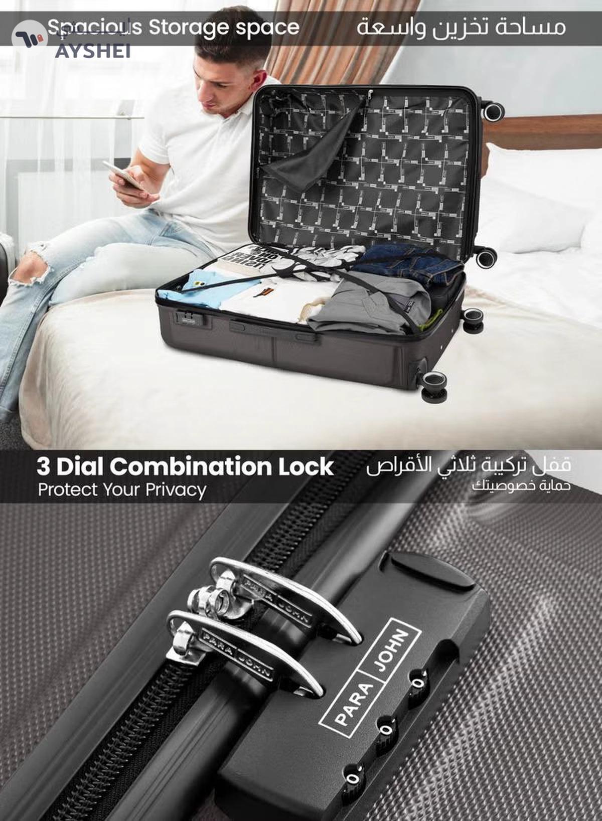 PARAJOHN Cabin Size Lightweight ABS Hardside Spinner Luggage Trolley -20 Inch | Carrying 10KG 8 Wheel Hardshell Suitcase-Grey-1-portrait