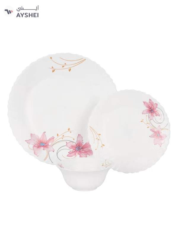 Delcasa DC3303 Botanical Bliss Opalware Dinner Set 12-Pieces, White/pink