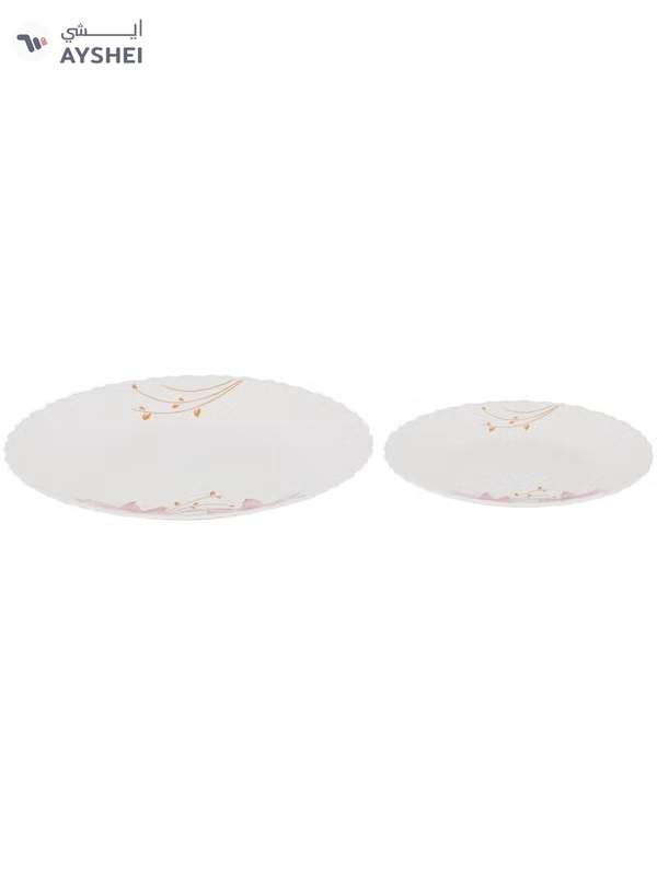 Delcasa DC3303 Botanical Bliss Opalware Dinner Set 12-Pieces, White/pink