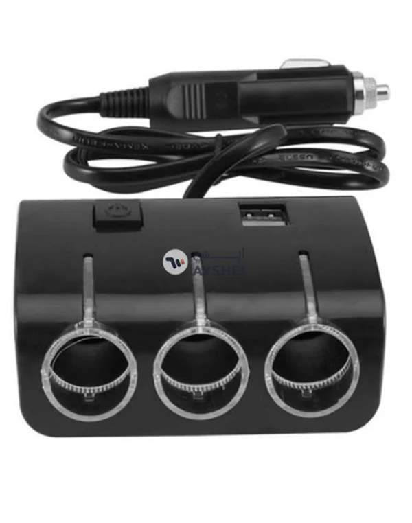 OUTAD Dual USB Car Charger With Multi Socket Cigarette Lighter Black