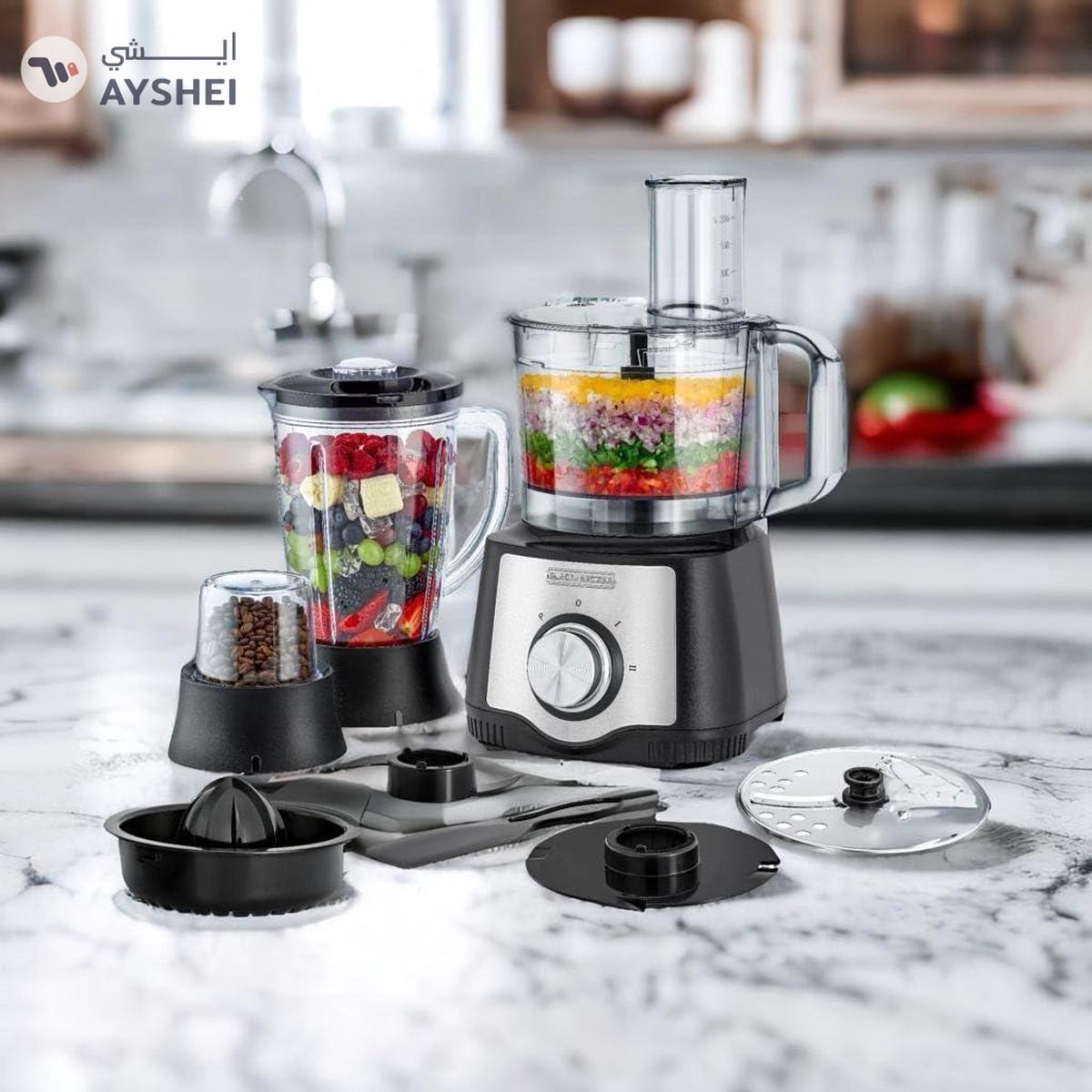 Black+Decker 600 W 29 Function Food Processor with Blender, Mill and Juicer, Black, FX650-7-7