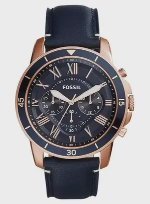 Fossil Men's Water Resistant Leather Analog Quartz Watch FS5237 - 44 mm - Blue