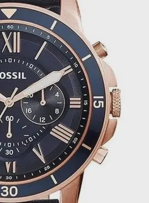 Fossil Men's Water Resistant Leather Analog Quartz Watch FS5237 - 44 mm - Blue