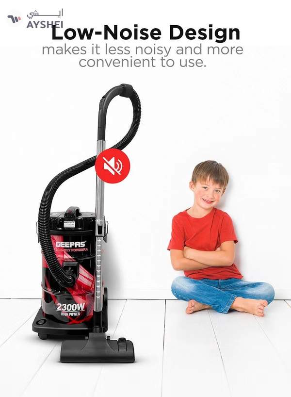 GEEPAS Drum Vacuum Cleaner With 25 L Dust Bag Capacity/Dry And Blow Function/Adjustable Suction Power And Multi-Filtration System/Dust Full Indicator & Perfect For Home, Apartments, Offices & Malls 2300 W GVC2598N Grey/Black