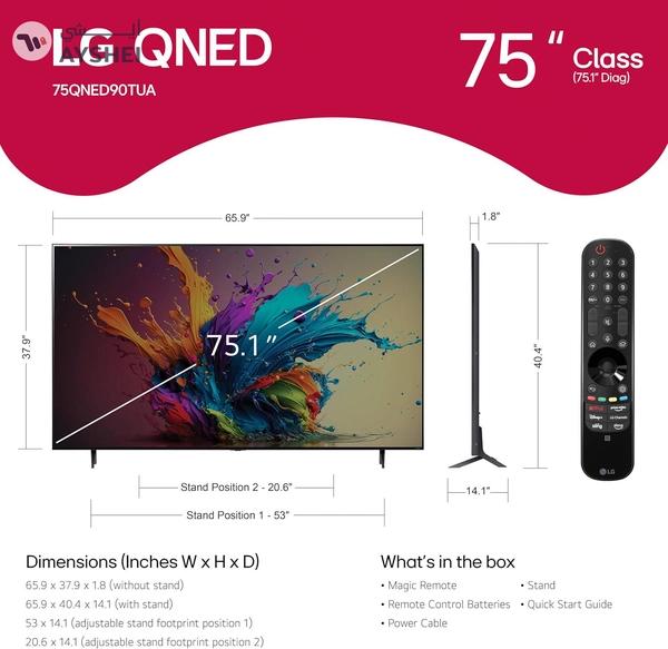 LG 75-Inch Class QNED90T Series Mini LED Smart TV 4K Processor Flat Screen with Magic Remote AI-Powered with Alexa Built-in (75QNED90TUA, 2024)