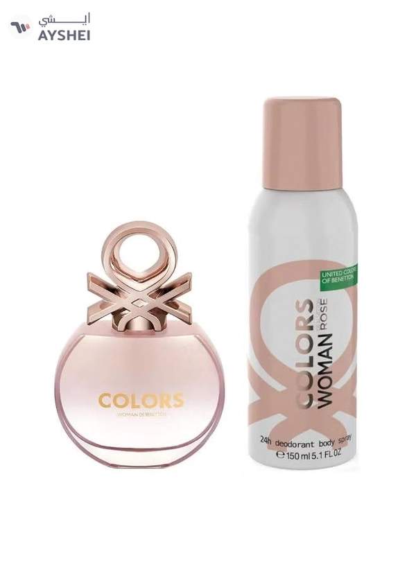 Benetton Colors De Benetton Woman Rose (W) Set Edt 80ml + 24h Deodorant 150ml