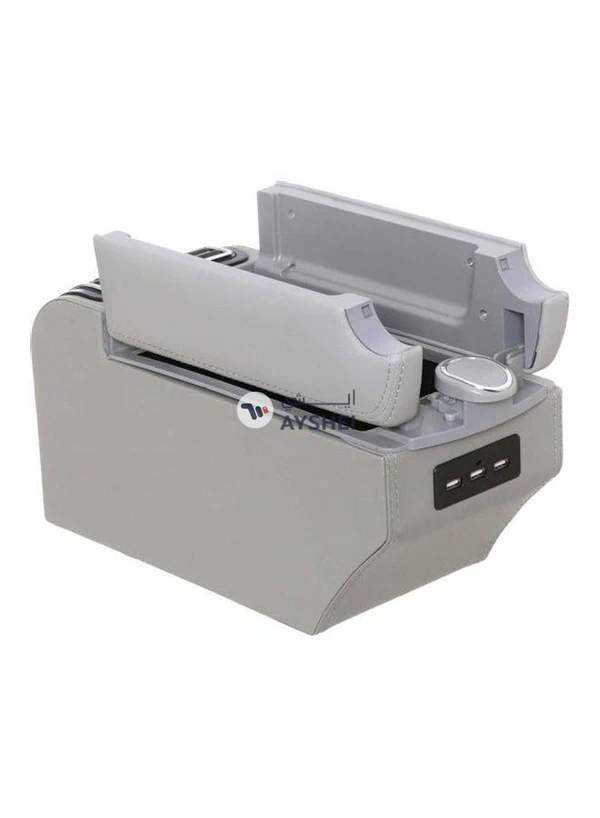 Generic Organizer Storage Box With Fast Charge USB Holes And Cables Armrest Box
