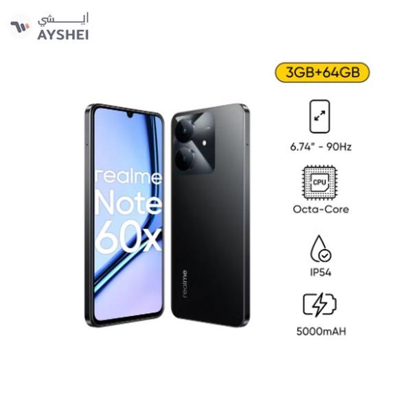 Realme Note 60x 4G Dual SIM Marble Black 3GB RAM 64GB - Middle East Version