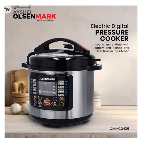 Olsenmark Electric Digital Pressure Cooker steamer OMMC2436, 6L capacity with 1000W Power, Multi-Function Cooking, Digital Timer Control, Non-Stick Inner Pot, Stainless Steel Body, One Touch Cooking, 24-Hours keep Warm 6 L 1000 W OMMC2436 Multicolour