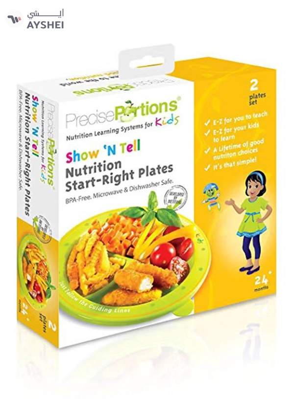 Precise Portions Set Of 3 Kids Nutrition Learning Plates Green/White 0.8kg