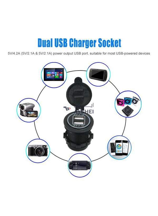 Generic Dual USB Car Charger Socket Black