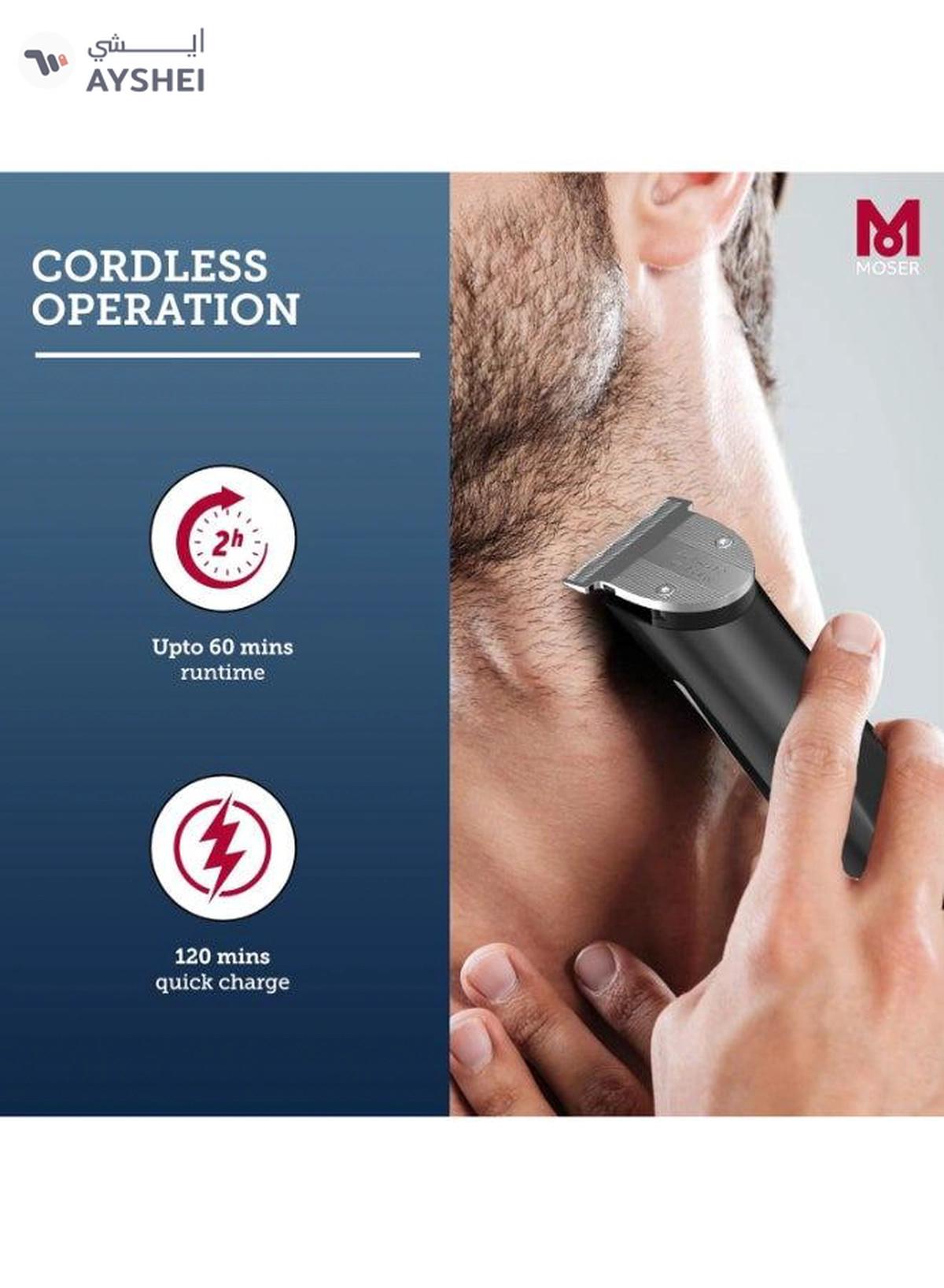 MOSER T-Cut Professional Cord/Cordless Trimmer With T-Blade, 1591-0170 Black/Silver-1-portrait