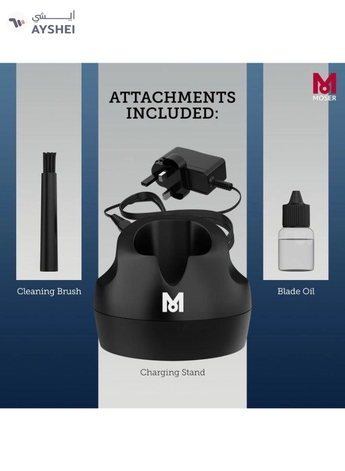 MOSER T-Cut Professional Cord/Cordless Trimmer With T-Blade, 1591-0170 Black/Silver-4-4