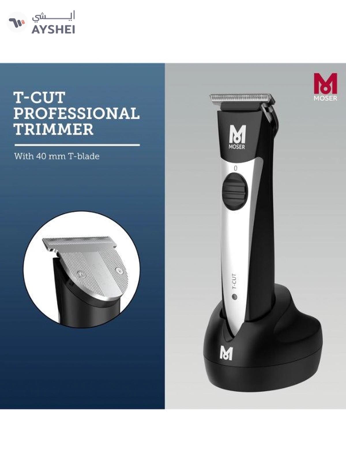 MOSER T-Cut Professional Cord/Cordless Trimmer With T-Blade, 1591-0170 Black/Silver-5-5