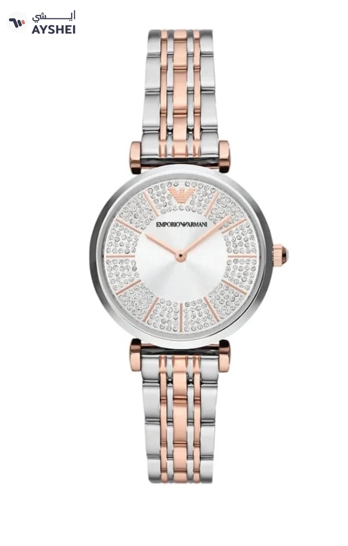 EMPORIO ARMANI Women's Silver Dial Watch With Two Hand Movement, Stainless Steel Strap, AR11537-0-portrait