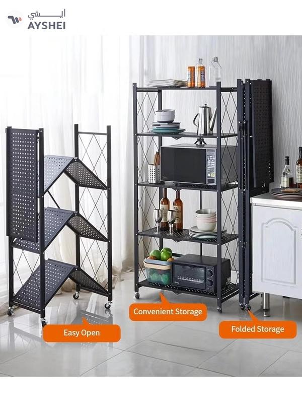 Eworld 5 Tier folding Home Entryway Furniture Shelf Multipurpose Shoe and Clothes Rack