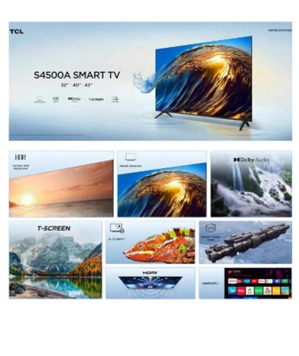 TCL 32 Inch S4500A HD Smart TV | Android Smart TV | HDR TV | T-Screen | Ai-Clarity | Dolby Audio | Metallic Bezel-less | Wifi, HDMI, USB | Multiple Viewing Modes | Ideal For Bedroom & Small Spaces - International Version 32S4500A Black