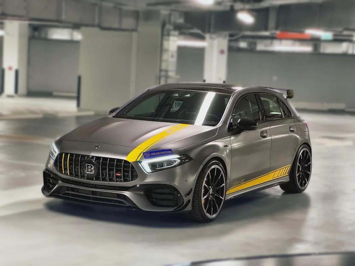 Mercedes A45 S+ 2020, GCC specification, Low Mileage, Special original color, Warranty and Service.-0-0