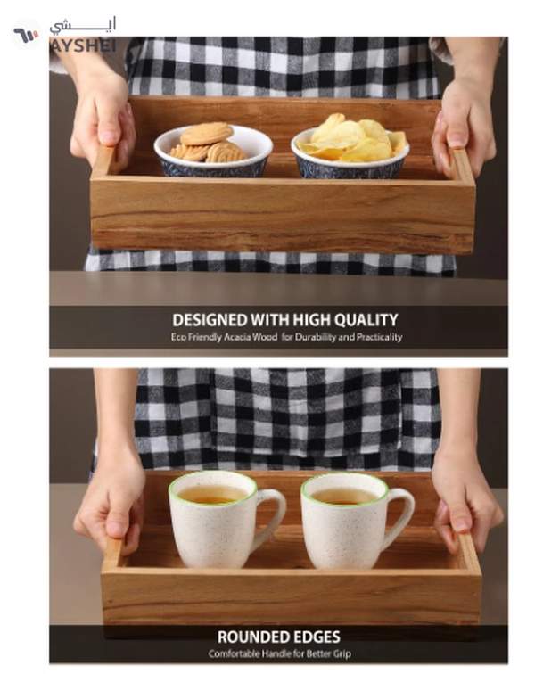 REZLAN UAE 3-Piece Set Handcrafted Acacia Wood Trays