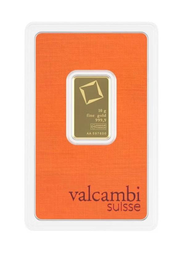 Valcambi Suisse 10g 24K (999.9) Pure Minted Gold Bar - Variable Design