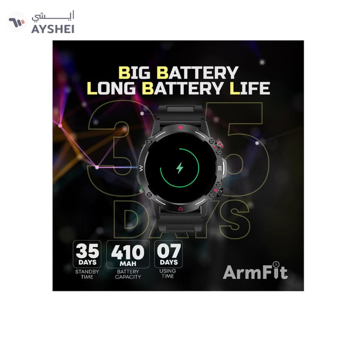 ARMFIT Hulk Smartwatch For Men, AMOLED Always On Display Bluetooth Calling Waterproof Fitness Watches Compatible With Android iOS Black-1-landscape