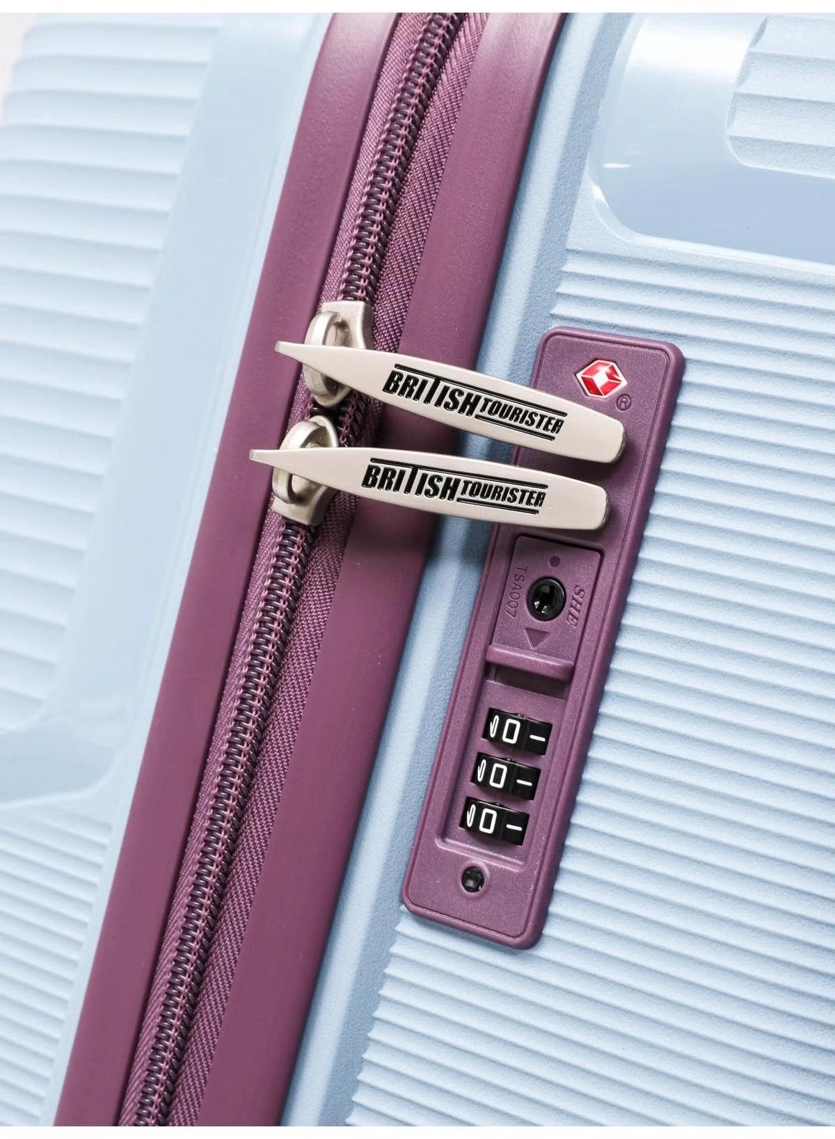 British Tourister 3 Piece Polypropylene Hard side Luggage Set with TSA Lock | Lightweight Spinner Suitcases with 360° Wheels | Durable Trolley Bags for Secure Travel (Small, Medium, Large) - Grey Blue-0-portrait