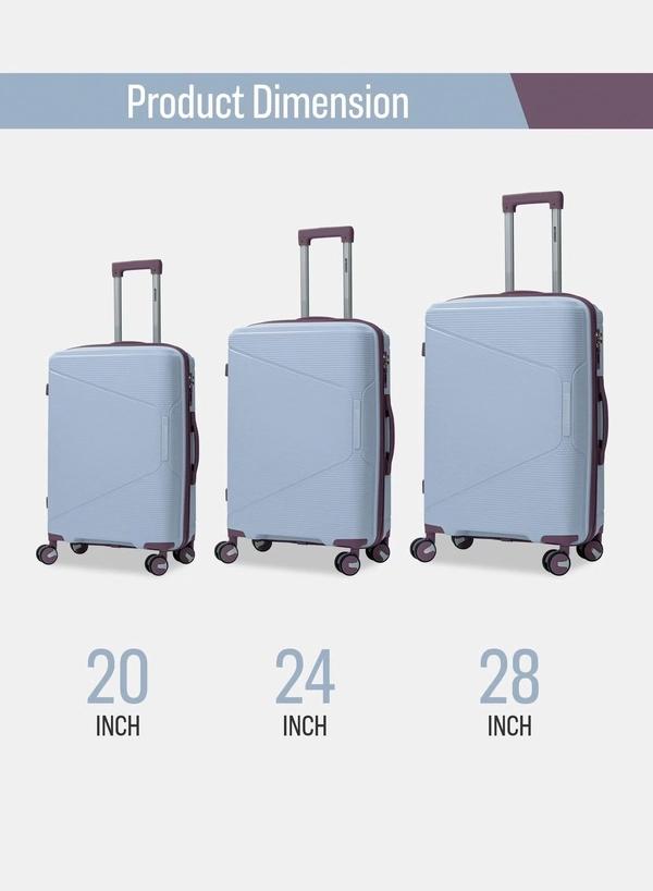 British Tourister 3 Piece Polypropylene Hard side Luggage Set with TSA Lock | Lightweight Spinner Suitcases with 360° Wheels | Durable Trolley Bags for Secure Travel (Small, Medium, Large) - Grey Blue