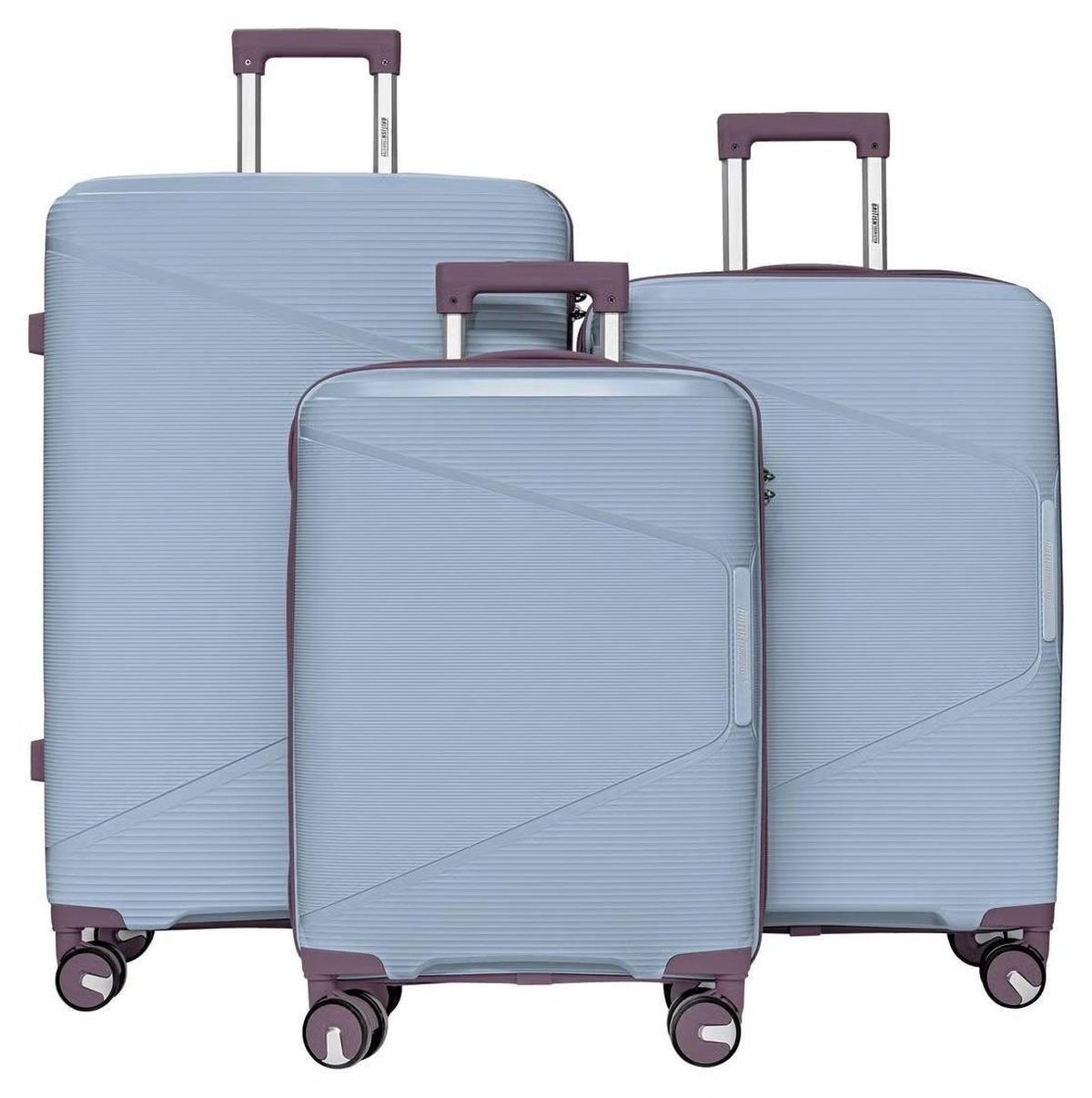 British Tourister 3 Piece Polypropylene Hard side Luggage Set with TSA Lock | Lightweight Spinner Suitcases with 360° Wheels | Durable Trolley Bags for Secure Travel (Small, Medium, Large) - Grey Blue-0-portrait