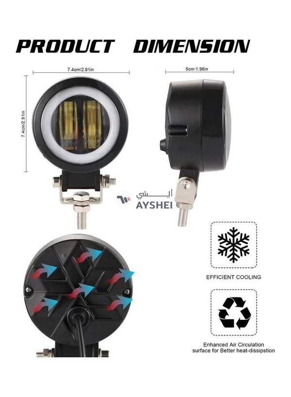 Generic 20W Fog Light 6000K 12-30V DC 8000LM Waterproof Square LED