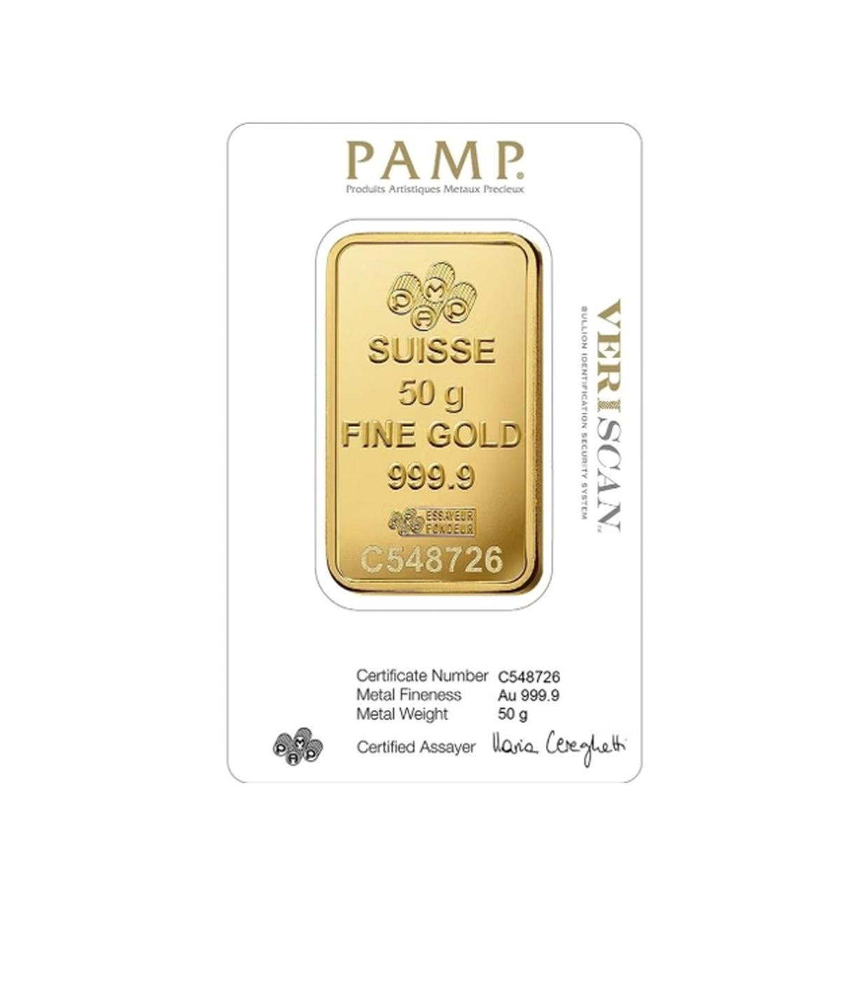 PAMP Swiss Made 24K(999.9) Pamp 50g Gold Bar -2-2