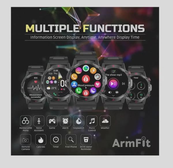 ARMFIT Hulk Smartwatch For Men, AMOLED Always On Display Bluetooth Calling Waterproof Fitness Watches Compatible With Android iOS Black